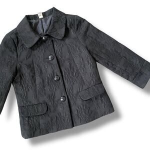 VNTG Old Navy Brocade Blazer Jacket Sz XS 3/4 Sleeves Peter Pan Collar Retro